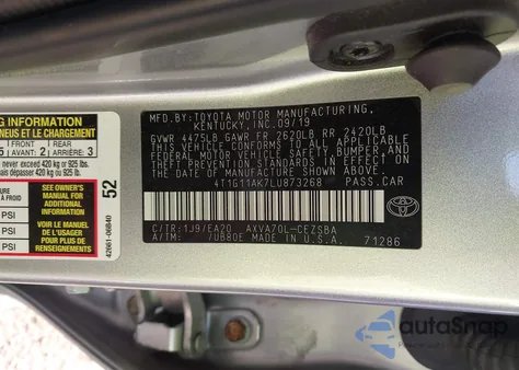 2020 Toyota Camry Se from USA, damaged, VIN 4T1G11AK7LU873268